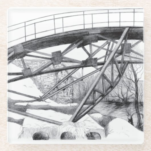 voetbrug glazen onderzetter (Voorkant)