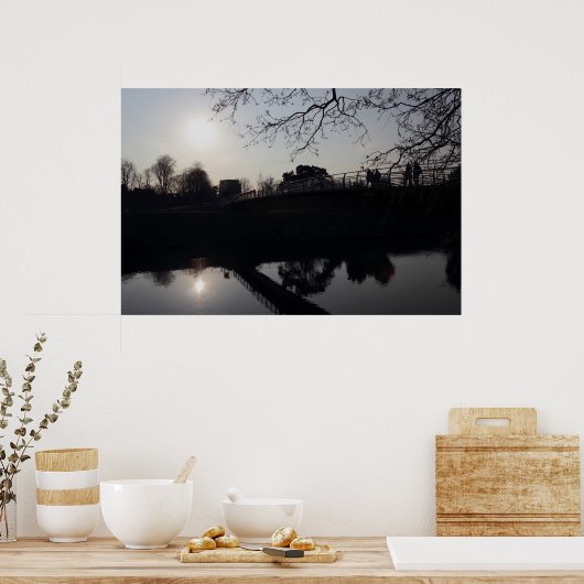 Voetbrug over een rivier poster (Keuken)