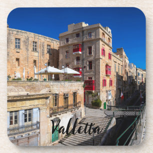 Voetbrug, smalle straat met trap in Valletta Bier Onderzetter