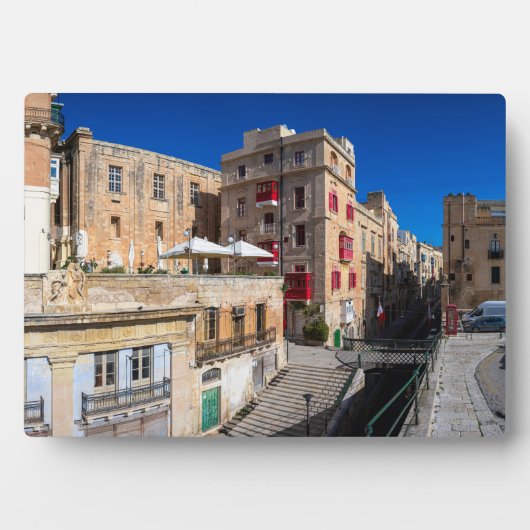Voetbrug, smalle straat met trap in Valletta Fotoplaat (voorkant)