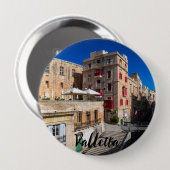Voetbrug, smalle straat met trap in Valletta Ronde Button 4,0 Cm (Voorkant /achterkant)