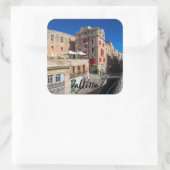 Voetbrug, smalle straat met trap in Valletta Vierkante Sticker (Tas)