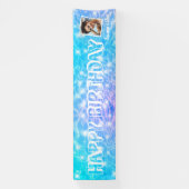 Voetdagpoel blauw waterrimpel aangepast foto spandoek (Verticaal)