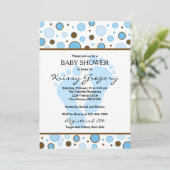 Voeten en Stippen Blue Baby Shower Uitnodigingen (Staand voorkant)