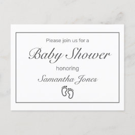 Voeten Modern Minimalistisch Wit Baby shower Aankondigingskaart