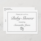 Voeten Modern Minimalistisch Wit Baby shower Aankondigingskaart (Voorkant / Achterkant)
