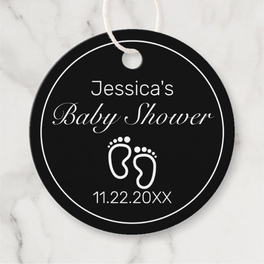 Voeten Modern Minimalistisch Wit Baby shower Bedankjes Labels (Voorkant)