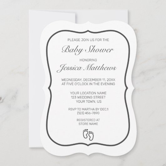 Voeten Modern Minimalistisch Wit Baby shower Kaart (Voorkant)