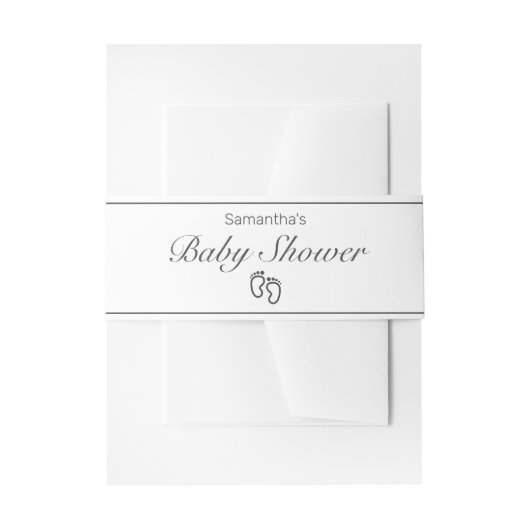 Voeten Modern Minimalistisch Wit Zwart Baby shower Uitnodigingen Wikkel (Voorkant Voorbeeld)