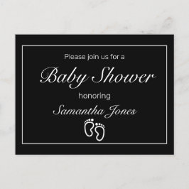 Voeten Modern Zwart Minimalistisch Baby shower Aankondigingskaart