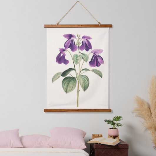 Voeten Voet Violet Botanische Print Bloemen Hangend Wandkleed (Slaapkamer)