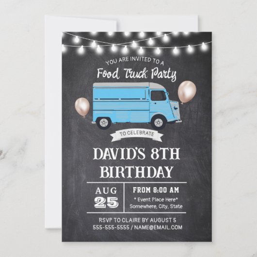 Voetendagen Birthday Party Rustic Chalkboard Kaart (Voorkant)