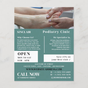 Voetexamen portret, podiatry kliniek, podiatrist flyer