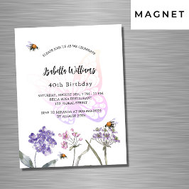 Voetflesjes van het Birthday-feestje vlinder luxe  Magnetische Uitnodiging