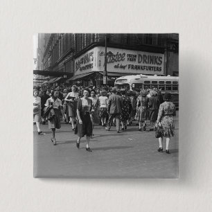 Voetgangers 2 vierkante button 5,1 cm