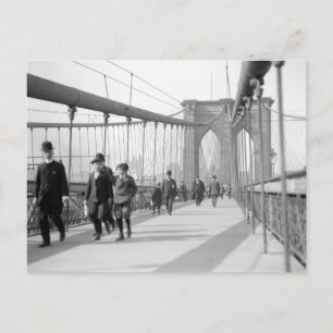Voetgangers op de Brooklyn Bridge, 1909 Briefkaart