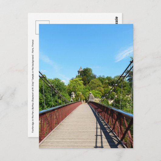 Voetgangersbrug in het Parc des Buttes-Chaumont - Briefkaart (Voorkant / Achterkant)