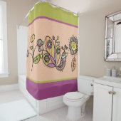  voetgangersvogel met bloemen douchegordijn (In situ)