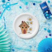 Voethuis en bloemen papieren bordje (Feest)