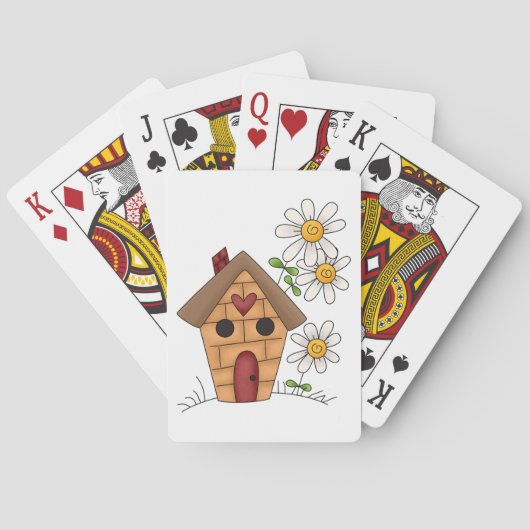 Voethuis en bloemen pokerkaarten (Achterkant)