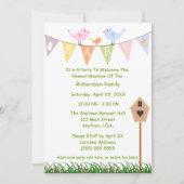 Voethuis en vogels op een Baby-banner Baby shower Kaart (Voorkant)
