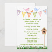 Voethuis en vogels op een Baby-banner Baby shower Kaart (Voorkant / Achterkant)