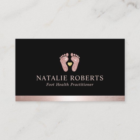Voetmassage Therapist Podiatrist Roos Gold Black Visitekaartje (Voorkant)