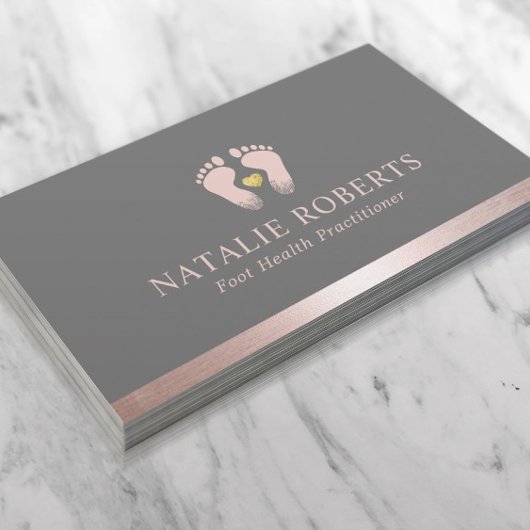 Voetmassage Therapist Podiatrist Roos Gold Border Visitekaartje