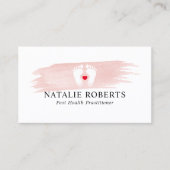 Voetmassage Therapist Podiatrist Roze penseelstree Visitekaartje (Voorkant)