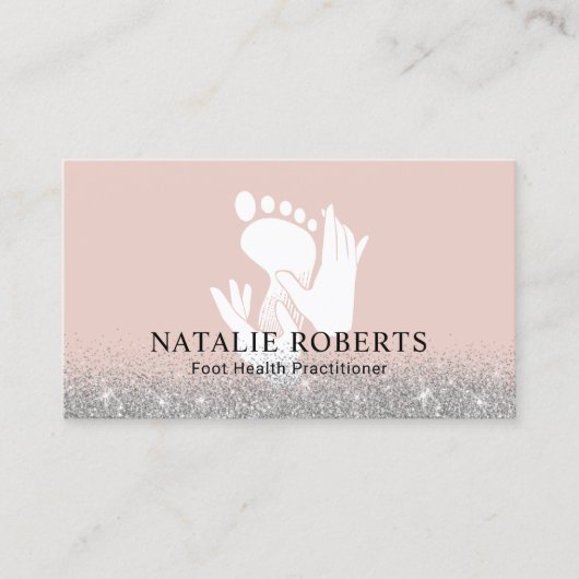 Voetmassage Therapist Podiatrist Spa Blush Silver Visitekaartje (Voorkant)