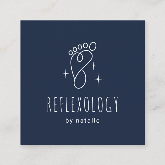 Voetreflexologie Massage Therapie Voet SPA Marine Vierkante Visitekaartje (Voorkant)