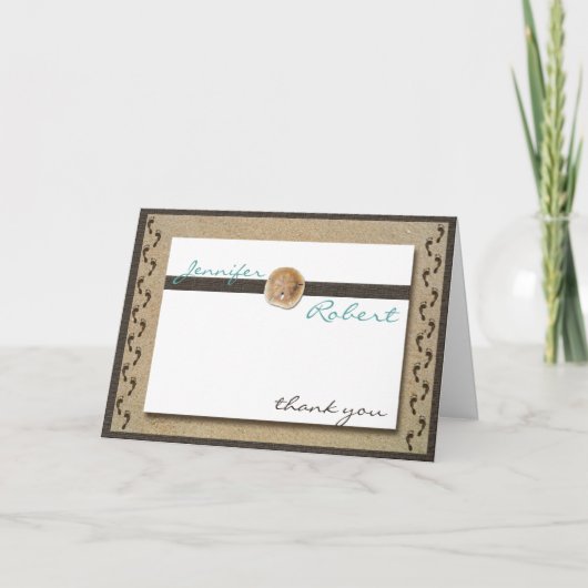 Voetsporen in het Zand Dank Je Wel Bedankkaart (Voorkant)