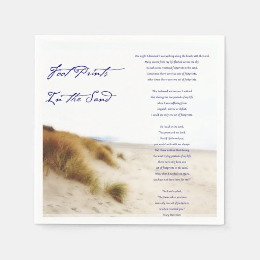 voetsporen in het zand servet (Voorkant)