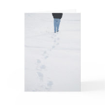 Voetsporen in Nieuwe Sneeuw Winterkaart