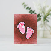 voetsporen van baby meisje schattig in verwachting briefkaart (Staand voorkant)