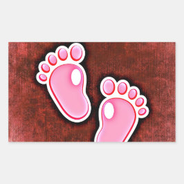 voetsporen van baby meisje schattig in verwachting rechthoekige sticker