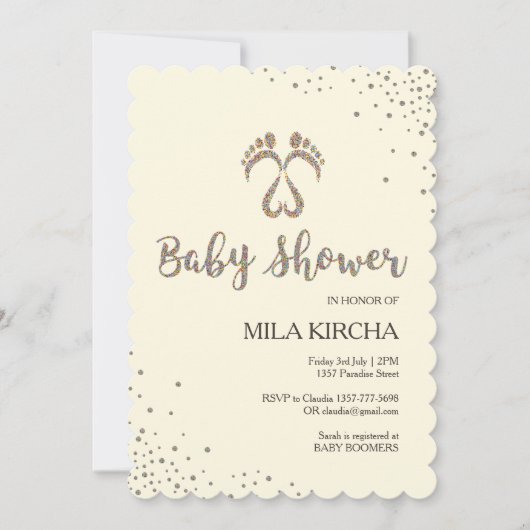 Voetstappen baby shower uitnodiging (Voorkant)