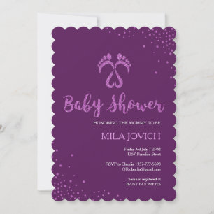 Voetstappen babyshower uitnodiging voor meisjes