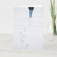 Voetstappen in Nieuwe Sneeuw Winterkaart