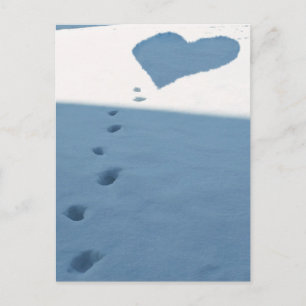voetstappen in sneeuw briefkaart