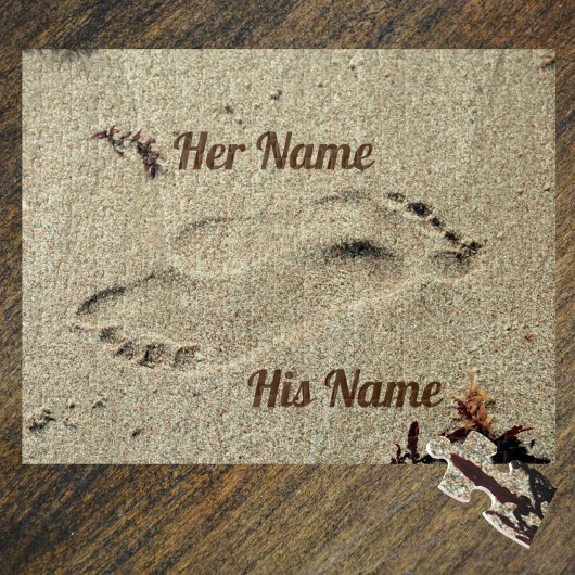 Voetstappen Kiss in de zand Legpuzzel