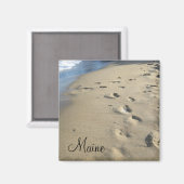 Voetstappen op een zandstrand (Maine) Magneet (Voorkant / Achterkant)