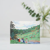 Voetstoffen in een veld briefkaart (Staand voorkant)