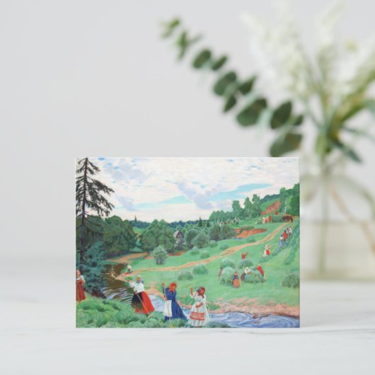 Voetstoffen in een veld briefkaart (Staand voorkant)