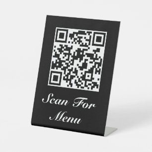 Voetstuk Bord Uw QR-code menu en/of logo Zwart Reclamebord Met Voetstuk
