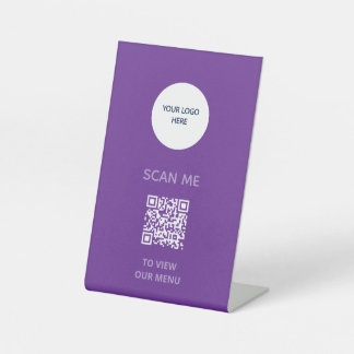 Voetstukbord – QR-menuweergave | paars Reclamebord Met Voetstuk
