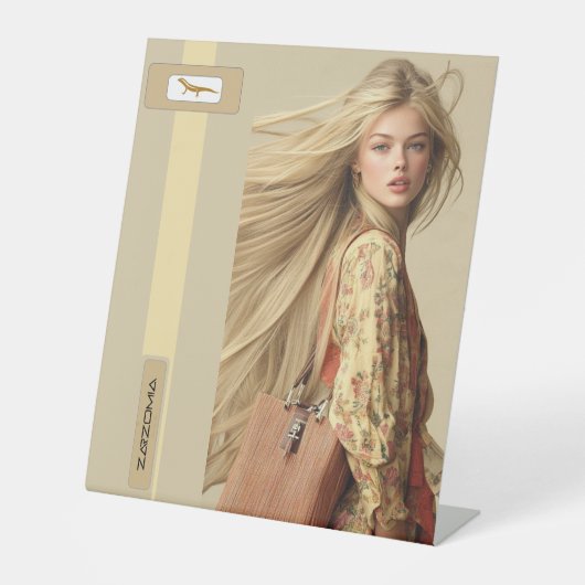 VOETTEKEN VAN ZARZOMIA RECLAMEBORD MET VOETSTUK (Voorkant)