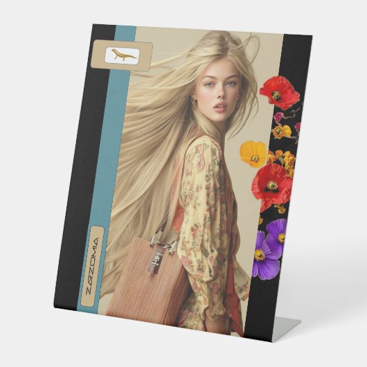 VOETTEKEN VAN ZARZOMIA RECLAMEBORD MET VOETSTUK (Voorkant)