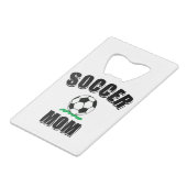 Voettekst en tekst van de voetbalmam creditkaart flessenopener (Achterkant Gekanteld)