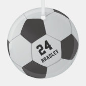 Voettekst Football | Naam Glas Ornament (Voorkant)